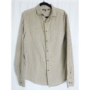 William Rast Mens Button Down‎ Shirt Beige Long Sleeve Medium Casual Lightweight